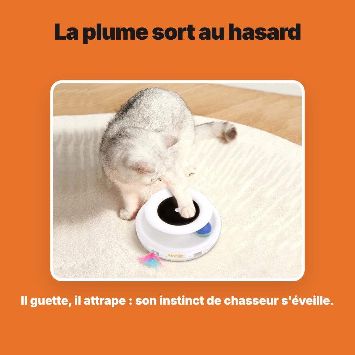 Jouet automatique pour chat Chatonome – plume surprise et balle
